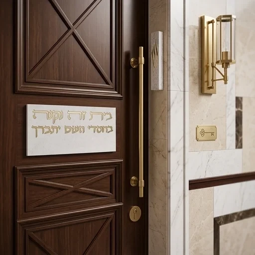 סט מזוזה + שלט כניסה מפולימר - גוון בטון זהב
