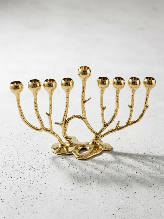 חנוכייה 23 ס׳׳מ דגם ״עץ״ זהב