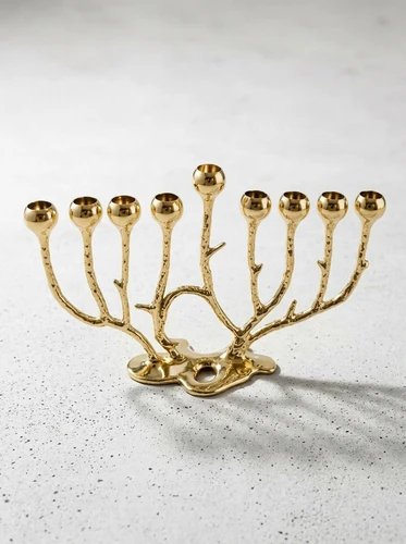 חנוכייה 23 ס׳׳מ דגם ״עץ״ זהב