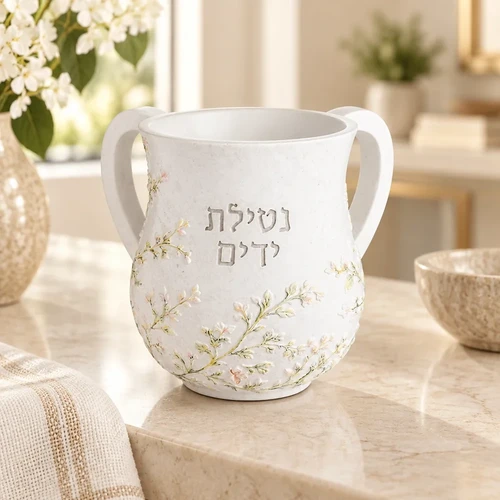 נטלה מפולימר ״ פרחים ״ גוון לבן